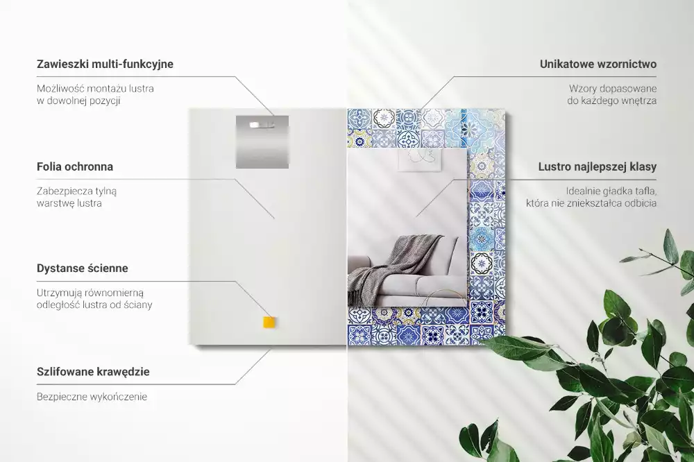 Miroir rectangulaire imprimé motifs marocains