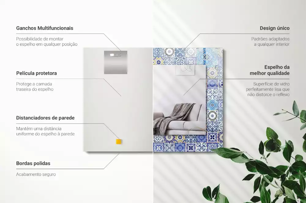 Miroir rectangulaire imprimé motifs marocains