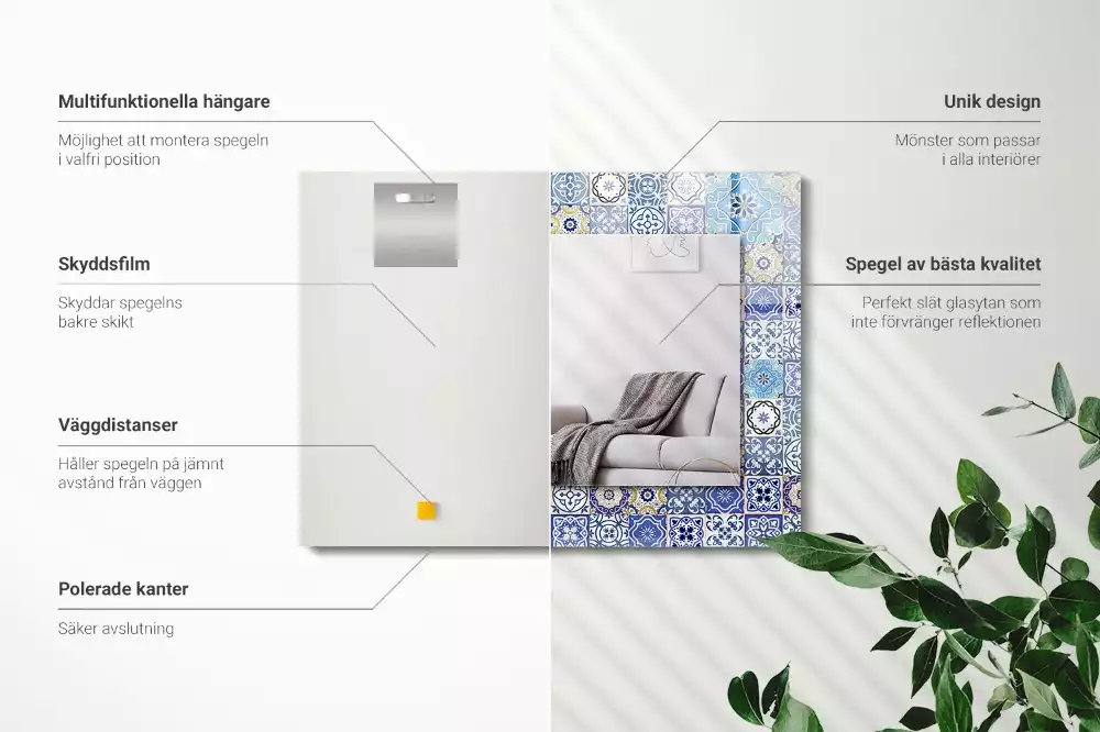 Miroir rectangulaire imprimé motifs marocains