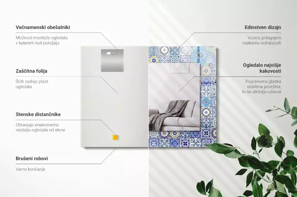 Miroir rectangulaire imprimé motifs marocains