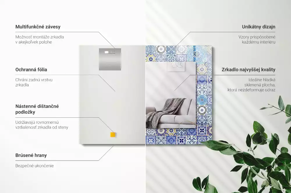 Miroir rectangulaire imprimé motifs marocains