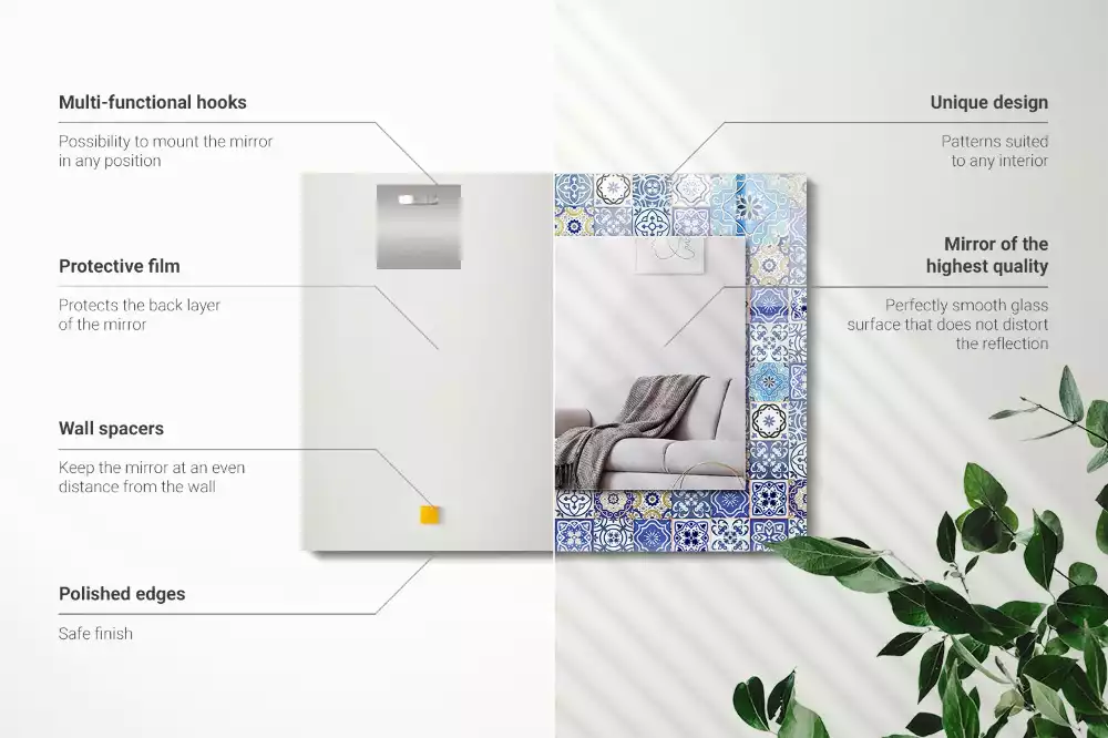 Miroir rectangulaire imprimé motifs marocains
