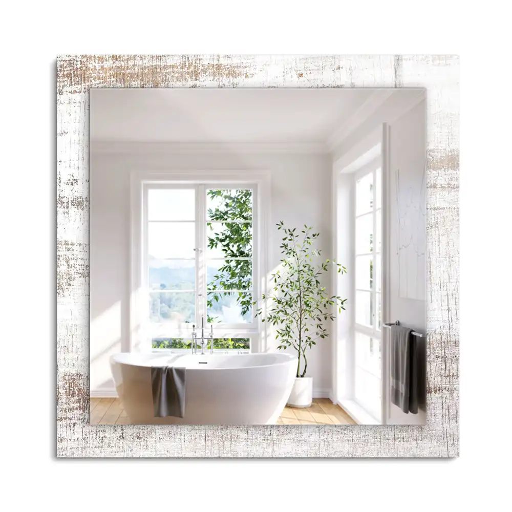 Miroir rectangulaire décoratif imprimé bois patiné