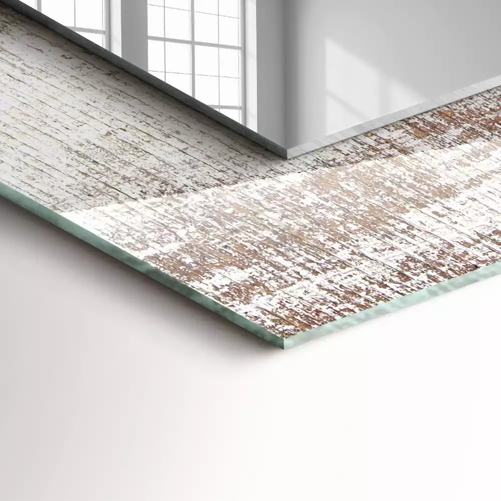 Miroir rectangulaire décoratif imprimé bois patiné