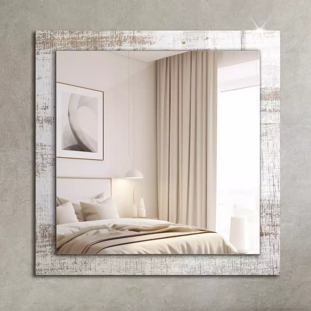 Miroir rectangulaire décoratif imprimé bois patiné