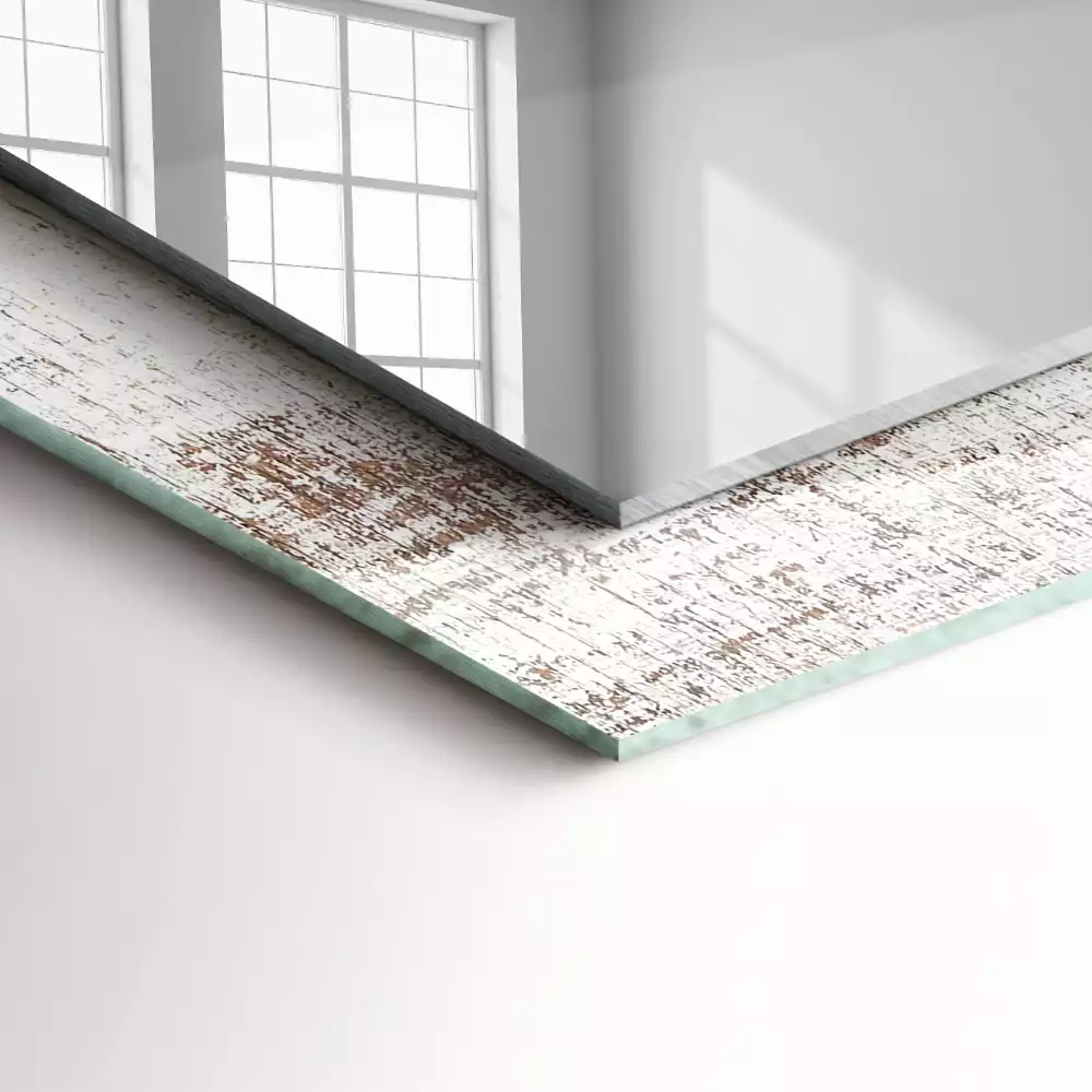 Miroir rectangulaire décoratif imprimé bois patiné
