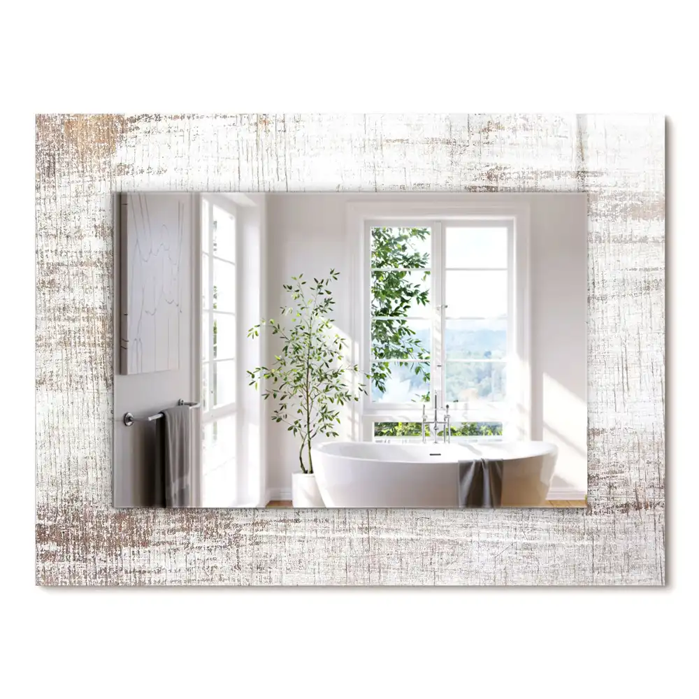 Miroir rectangulaire décoratif imprimé bois patiné