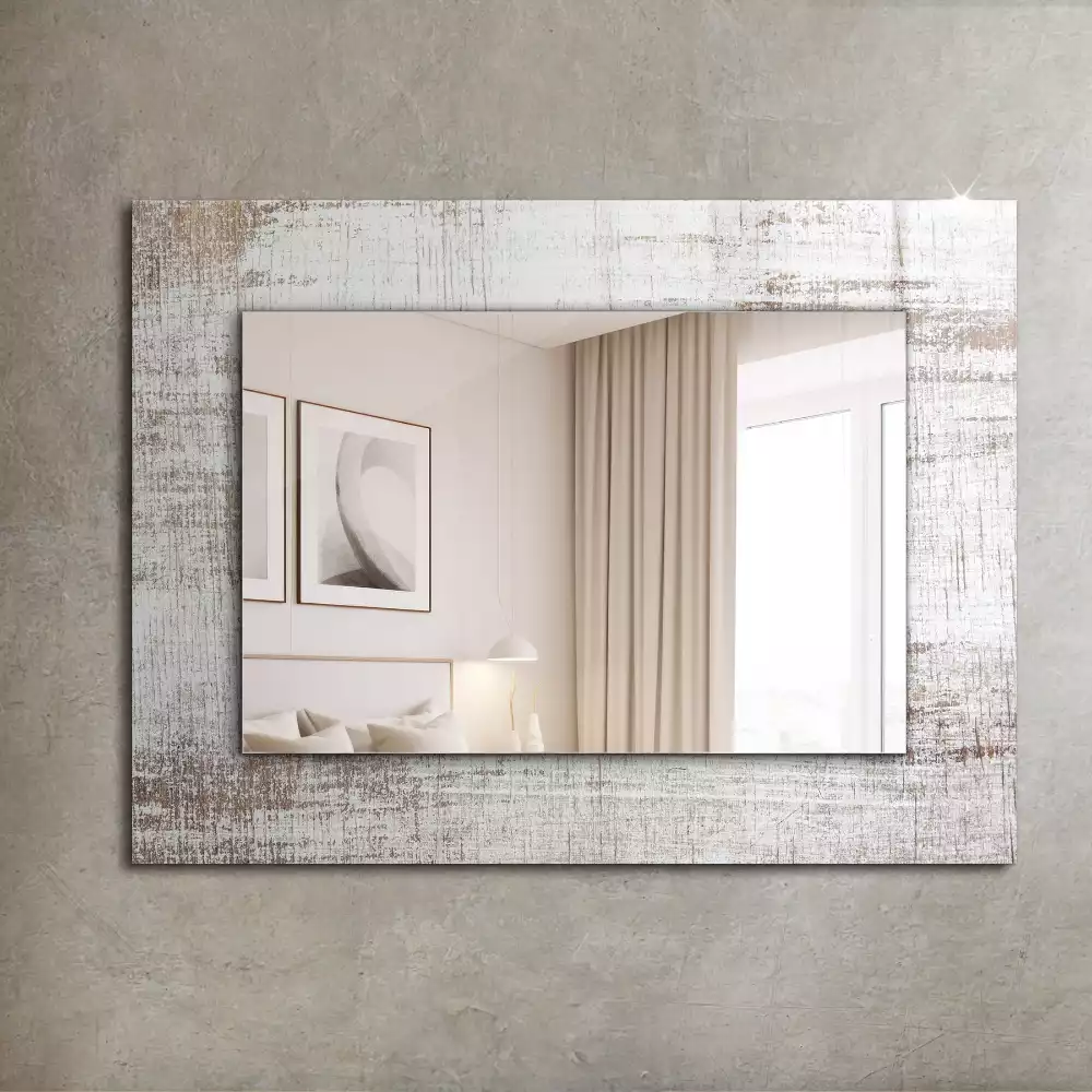 Miroir rectangulaire décoratif imprimé bois patiné