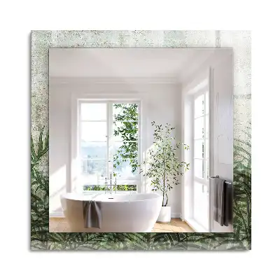 Miroir rectangulaire avec cadre imprimé feuilles de fougère vertes
