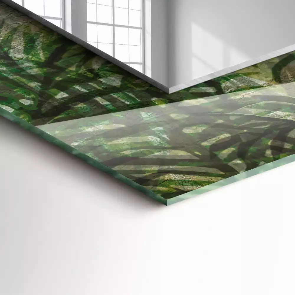 Miroir rectangulaire avec cadre imprimé feuilles de fougère vertes