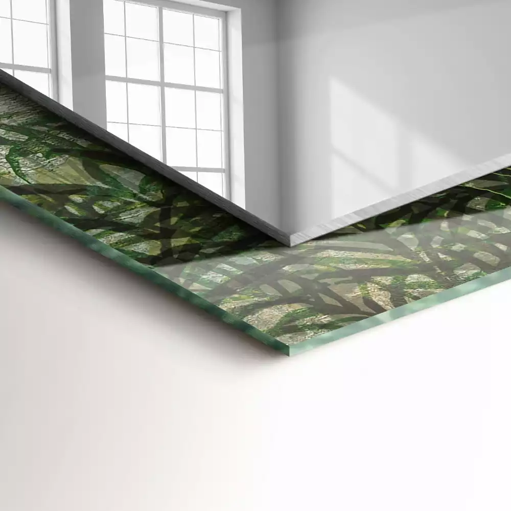 Miroir rectangulaire avec cadre imprimé feuilles de fougère vertes