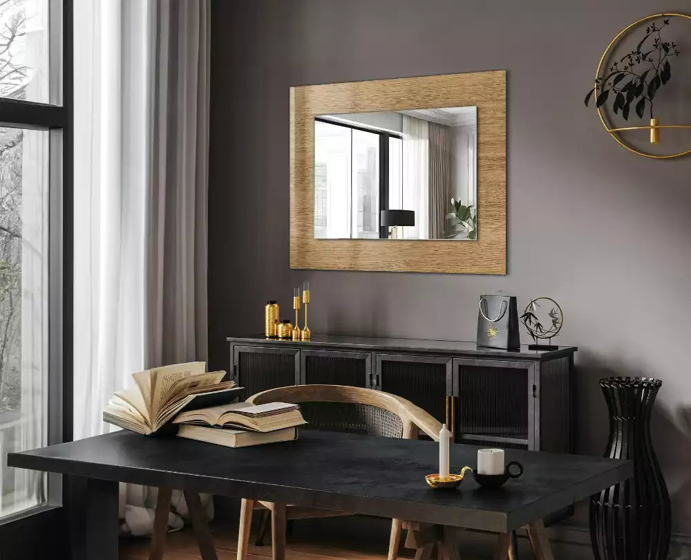 Miroir rectangulaire à cadre imprimé bois à structure marquée