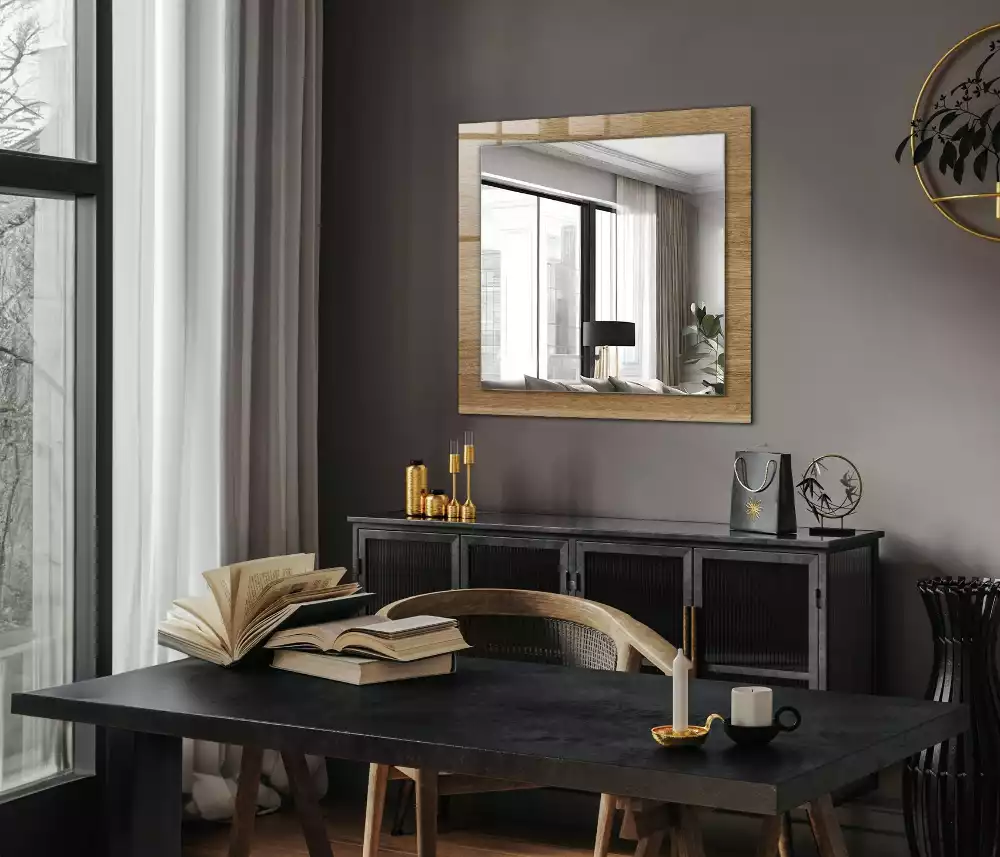 Miroir rectangulaire à cadre imprimé bois à structure marquée