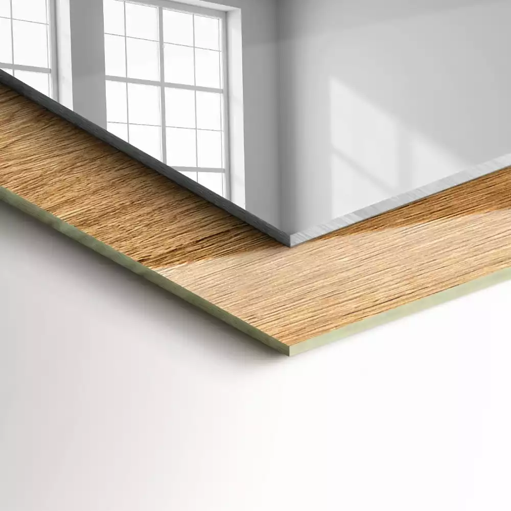 Miroir rectangulaire à cadre imprimé bois à structure marquée