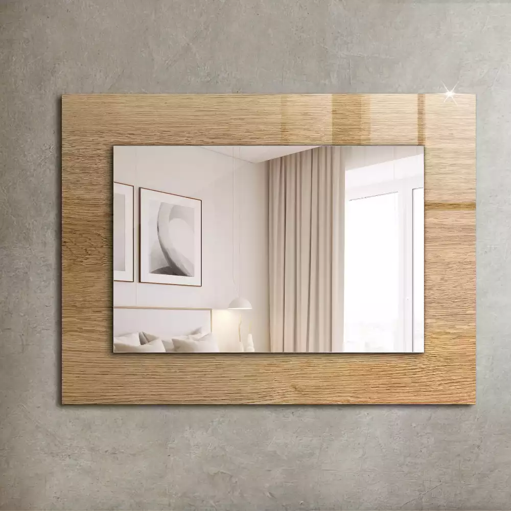 Miroir rectangulaire à cadre imprimé bois à structure marquée