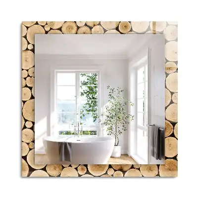 Miroir rectangulaire décoratif coupes de troncs d'arbres