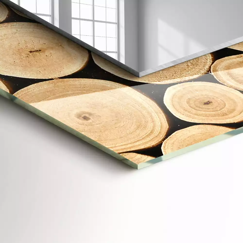 Miroir rectangulaire décoratif coupes de troncs d'arbres
