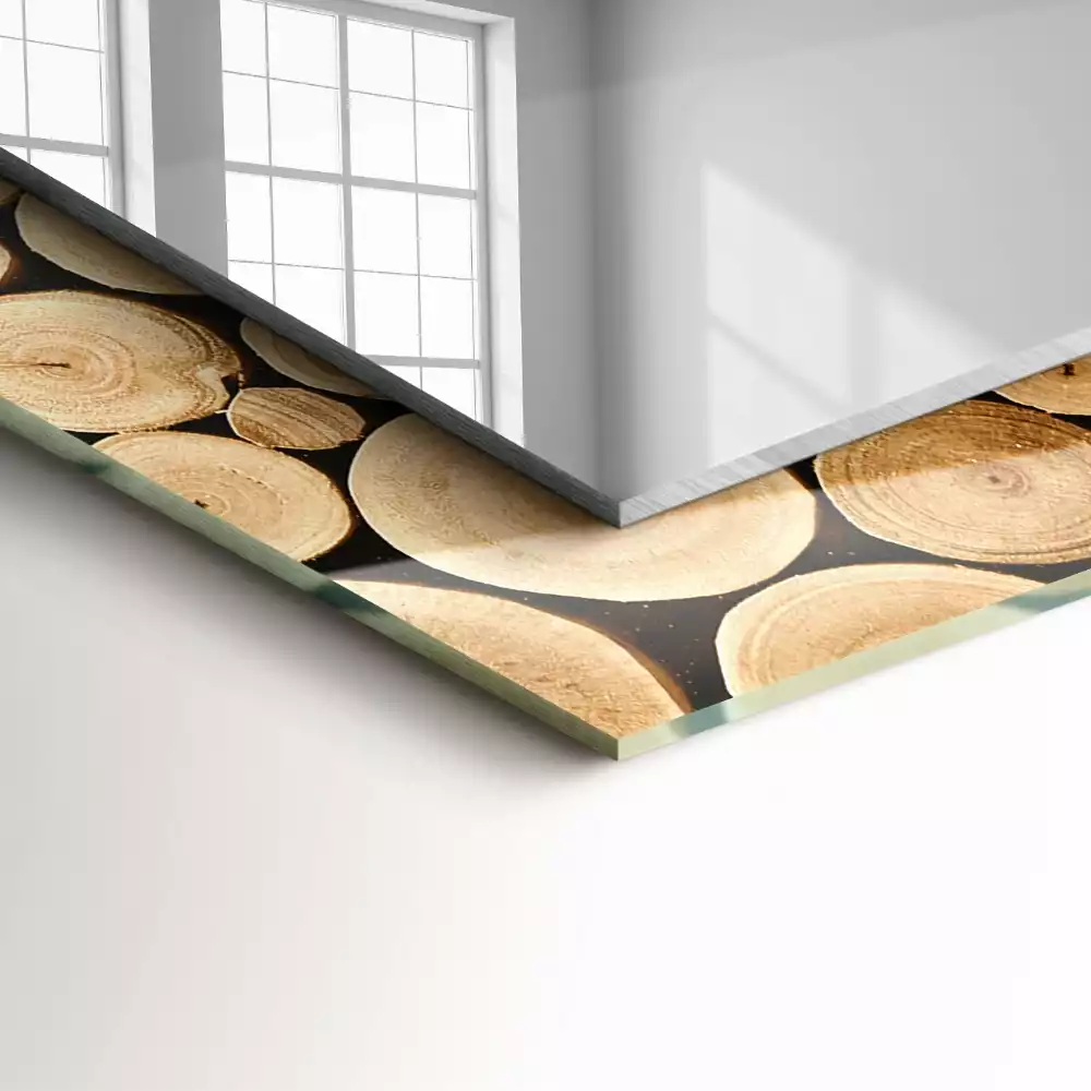 Miroir rectangulaire décoratif coupes de troncs d'arbres