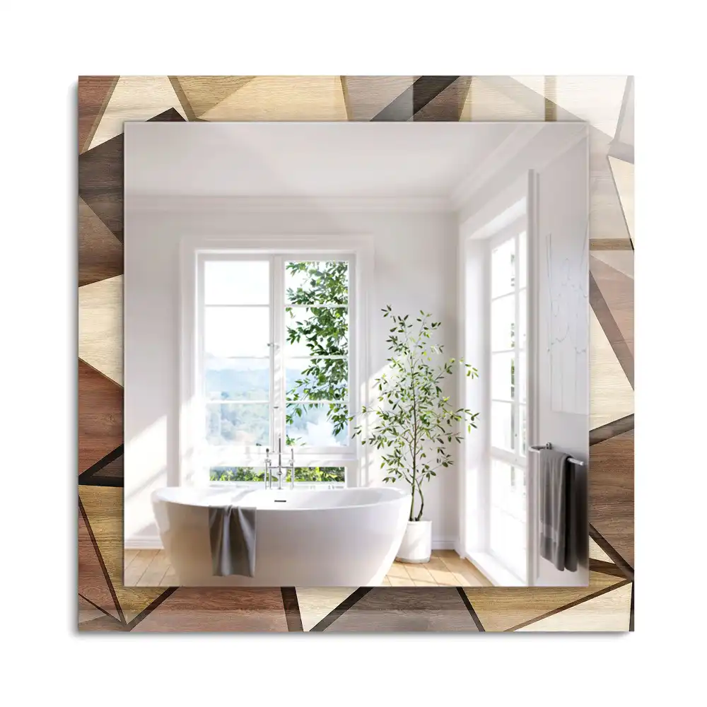 Miroir rectangulaire décoratif imprimé motifs géométriques en bois