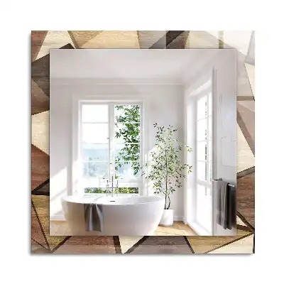 Miroir rectangulaire décoratif imprimé motifs géométriques en bois