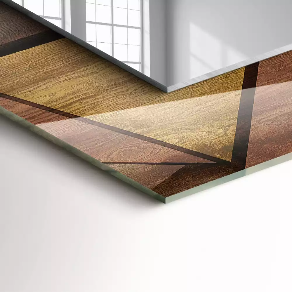 Miroir rectangulaire décoratif imprimé motifs géométriques en bois