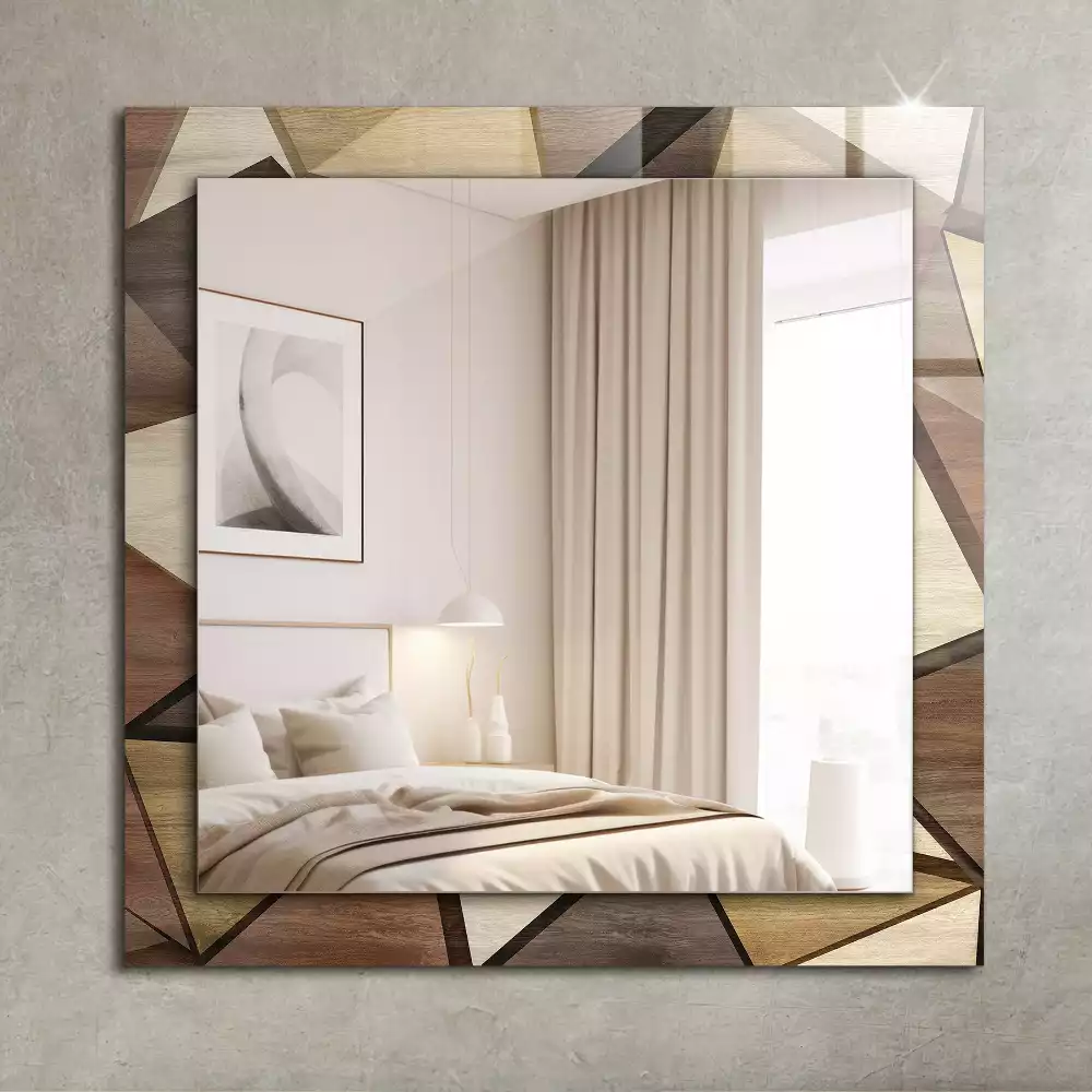 Miroir rectangulaire décoratif imprimé motifs géométriques en bois