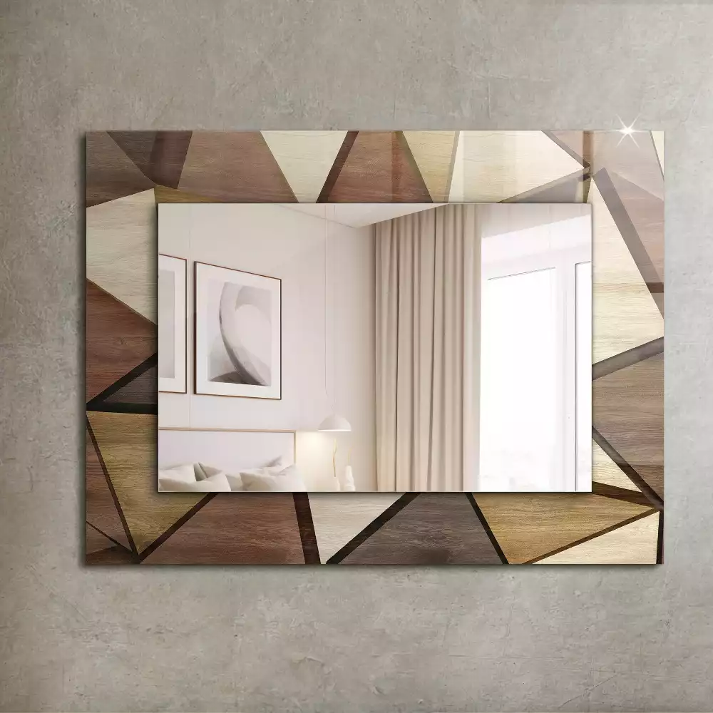 Miroir rectangulaire décoratif imprimé motifs géométriques en bois