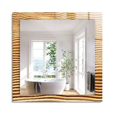 Miroir rectangulaire avec cadre imprimé vagues en bois