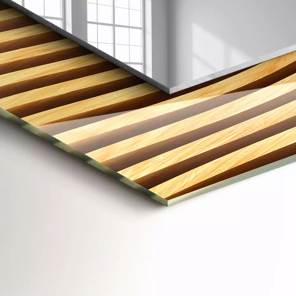 Miroir rectangulaire avec cadre imprimé vagues en bois