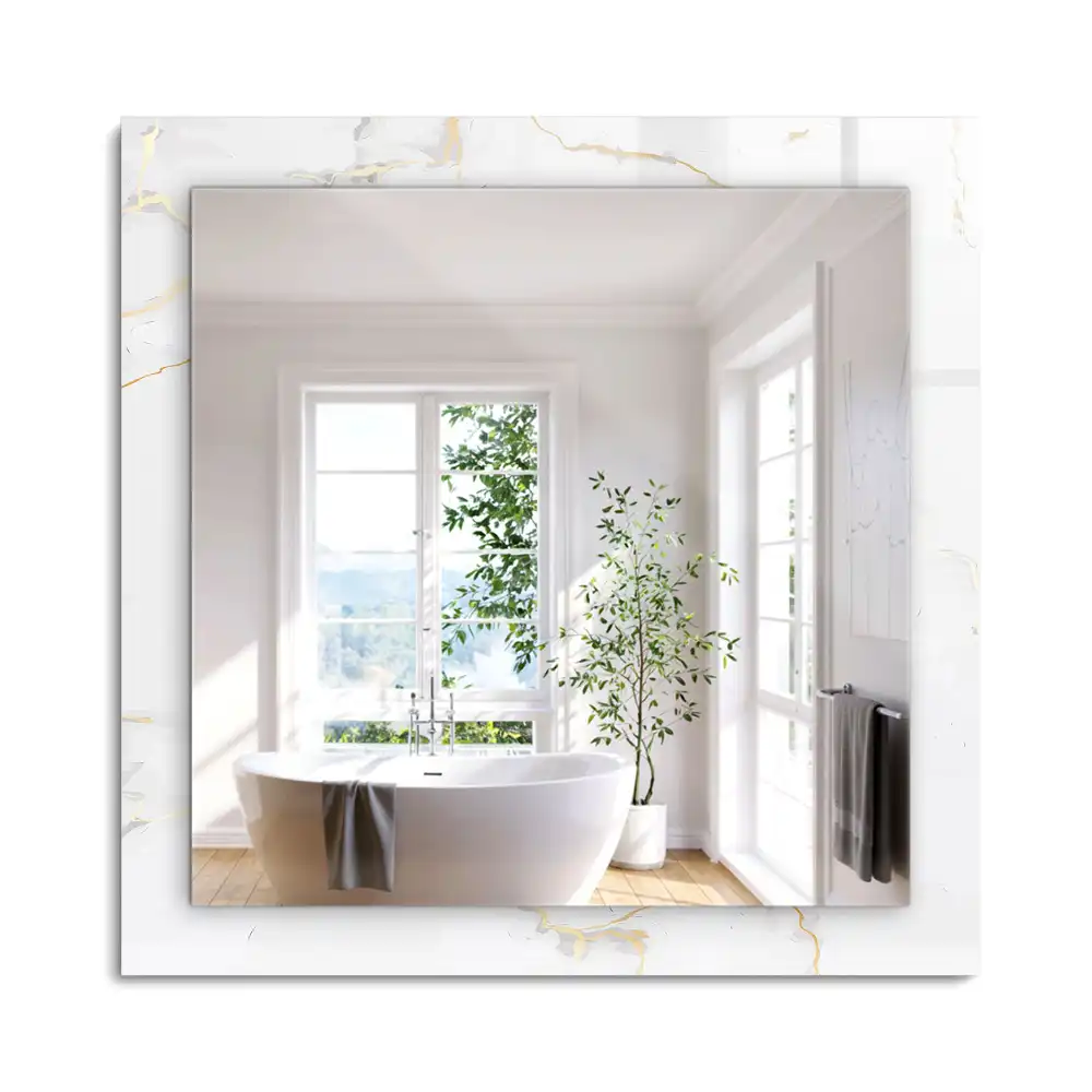 Miroir rectangulaire à cadre imprimé motif de marbre blanc