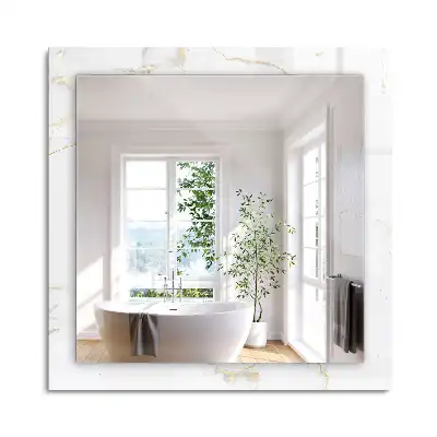 Miroir rectangulaire à cadre imprimé motif de marbre blanc