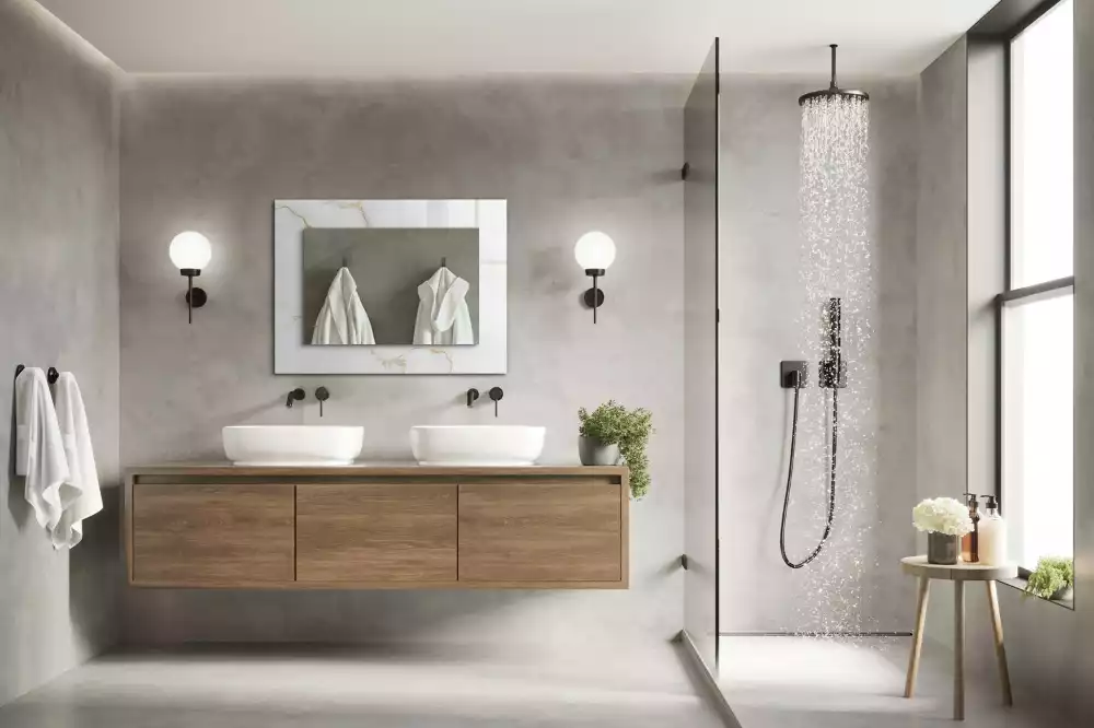 Miroir rectangulaire à cadre imprimé motif de marbre blanc