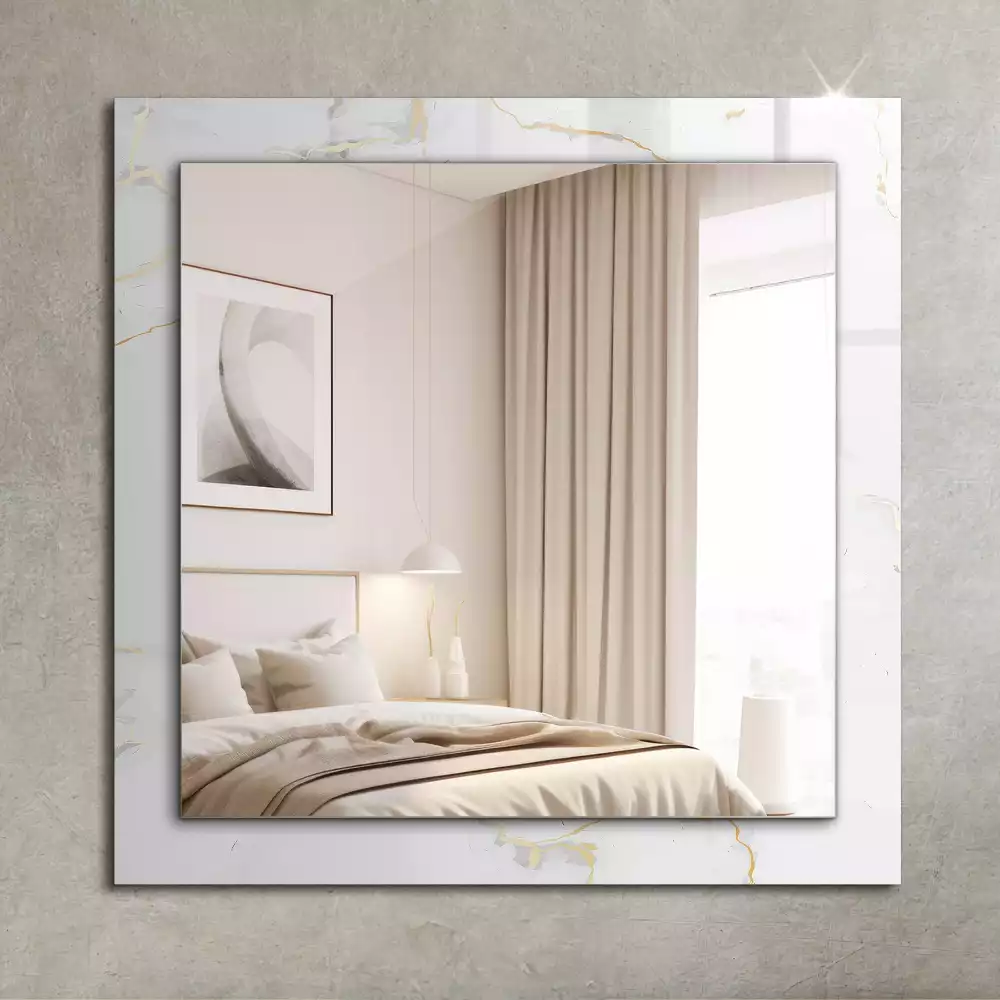 Miroir rectangulaire à cadre imprimé motif de marbre blanc