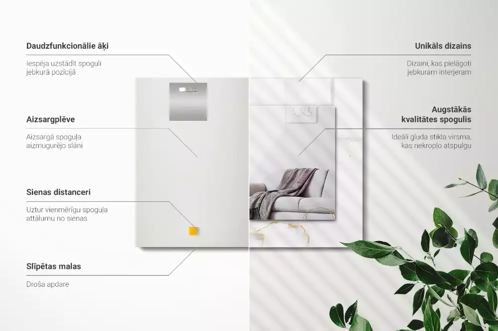 Miroir rectangulaire à cadre imprimé motif de marbre blanc
