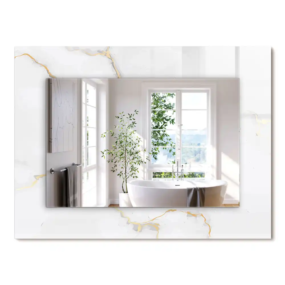 Miroir rectangulaire à cadre imprimé motif de marbre blanc