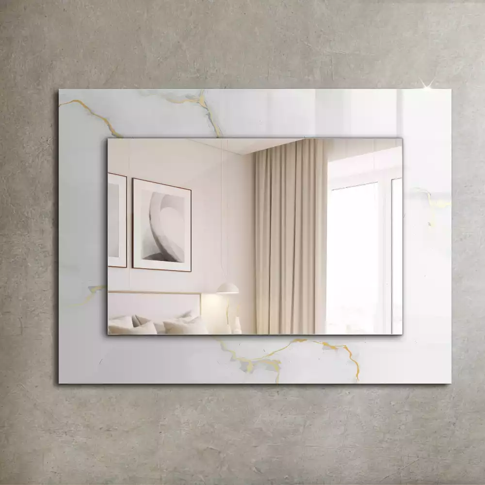Miroir rectangulaire à cadre imprimé motif de marbre blanc