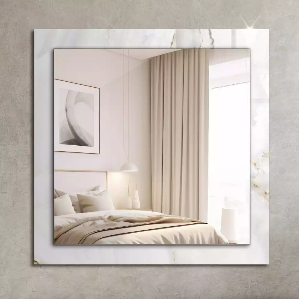 Miroir rectangulaire imprimé motif de marbre blanc