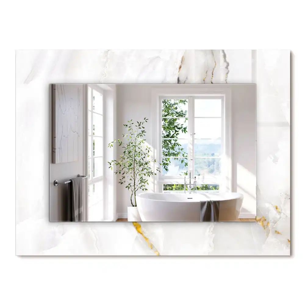 Miroir rectangulaire imprimé motif de marbre blanc