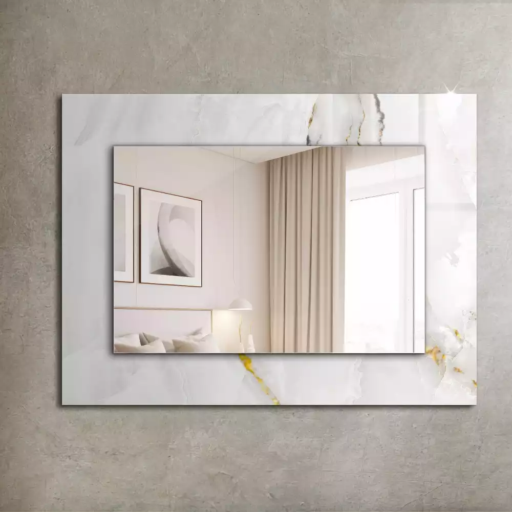 Miroir rectangulaire imprimé motif de marbre blanc