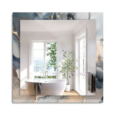 Miroir rectangulaire décoratif imprimé art abstrait bleu clair