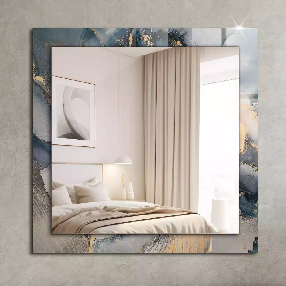 Miroir rectangulaire décoratif imprimé art abstrait bleu clair