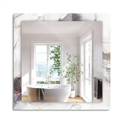 Miroir rectangulaire avec cadre imprimé art abstrait marbré
