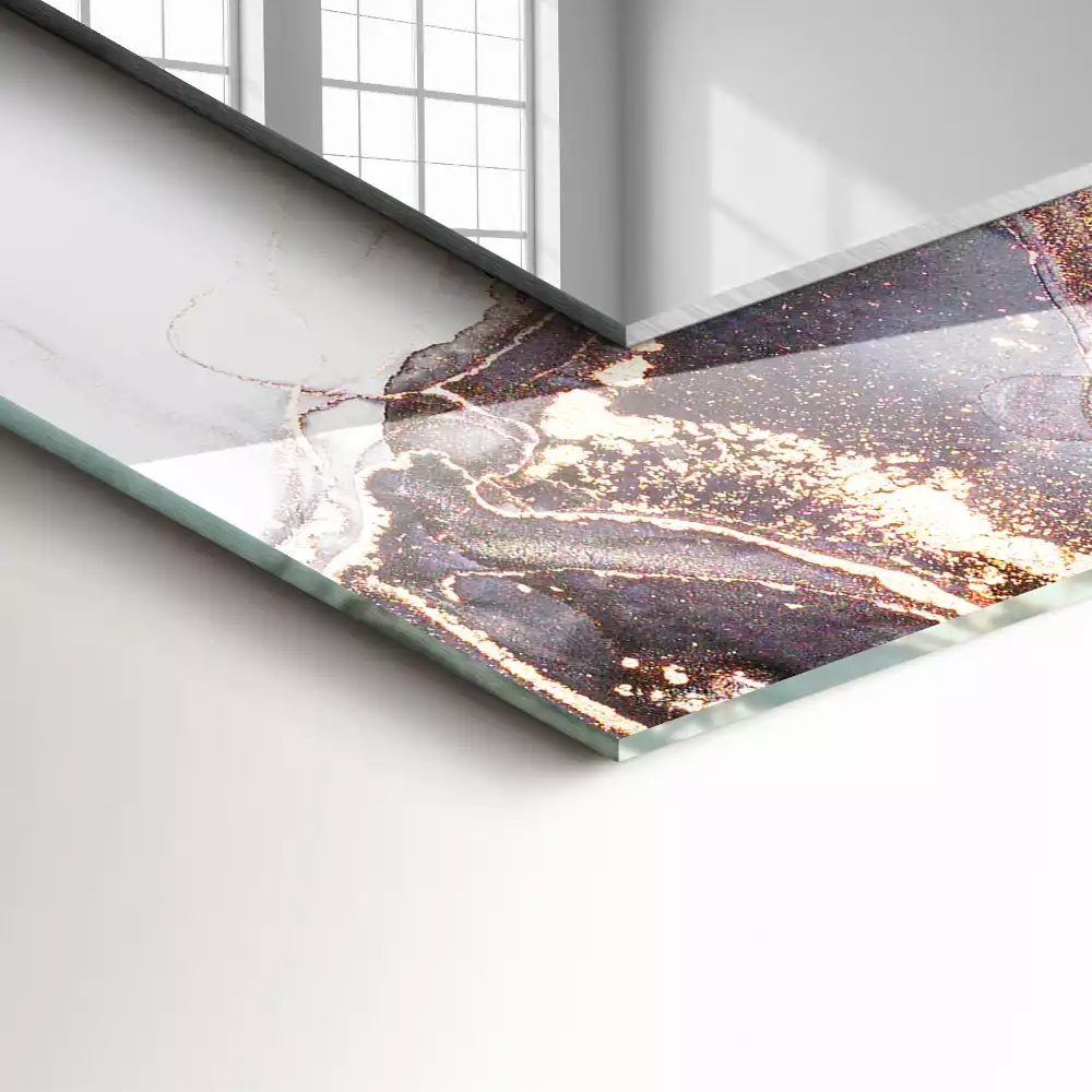 Miroir rectangulaire avec cadre imprimé art abstrait marbré