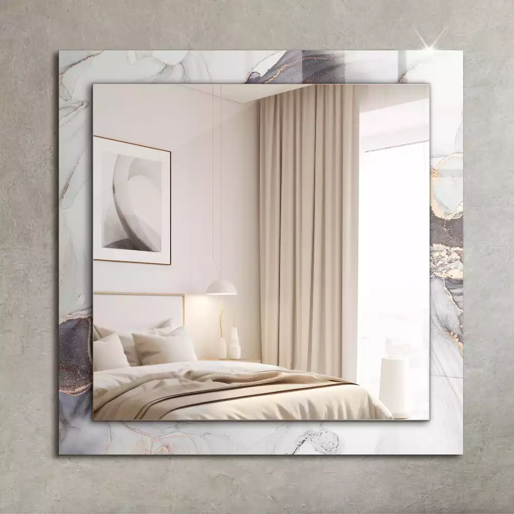 Miroir rectangulaire avec cadre imprimé art abstrait marbré