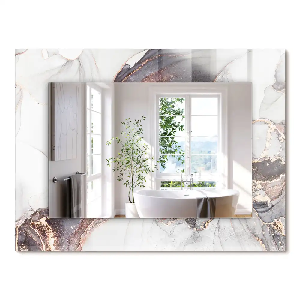 Miroir rectangulaire avec cadre imprimé art abstrait marbré