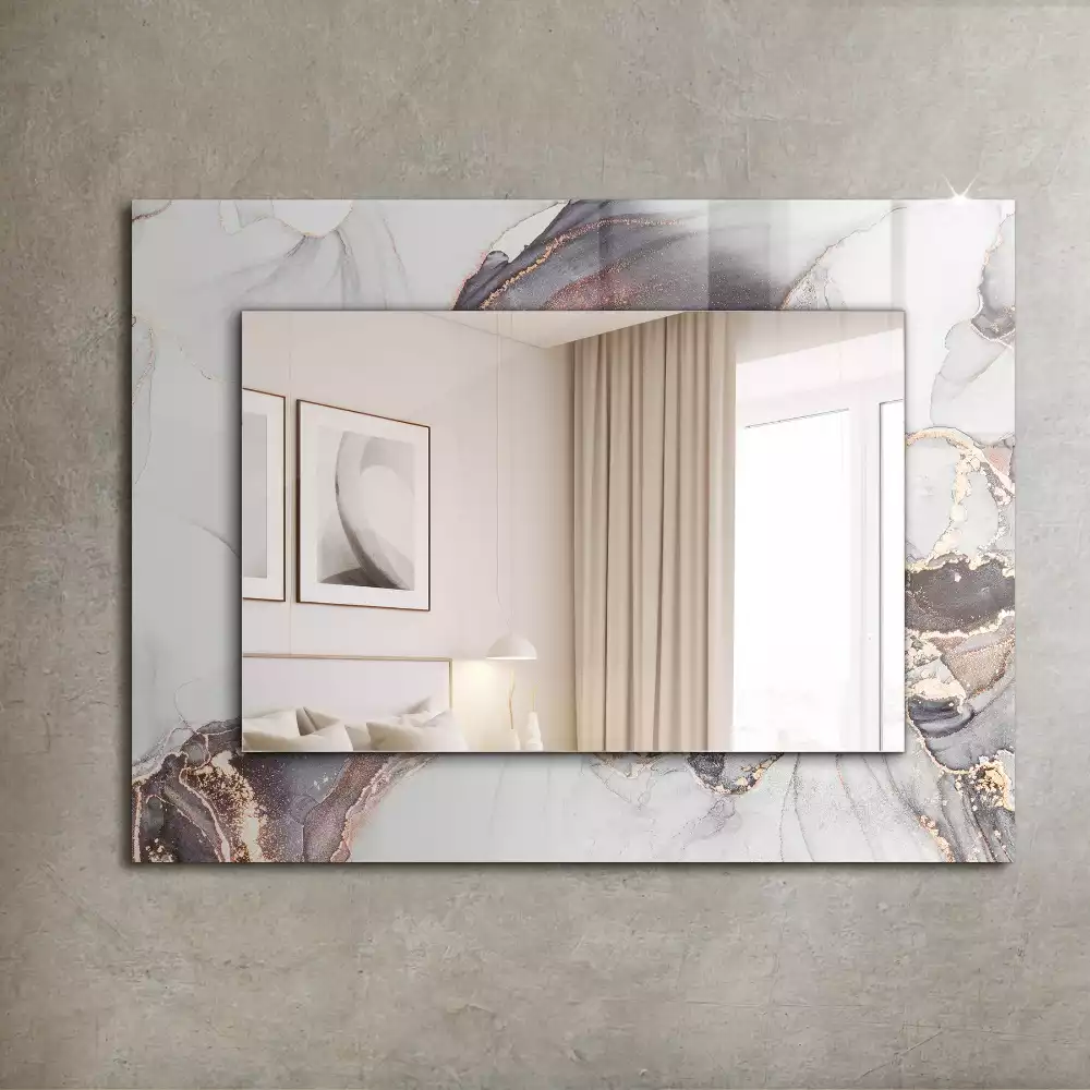 Miroir rectangulaire avec cadre imprimé art abstrait marbré