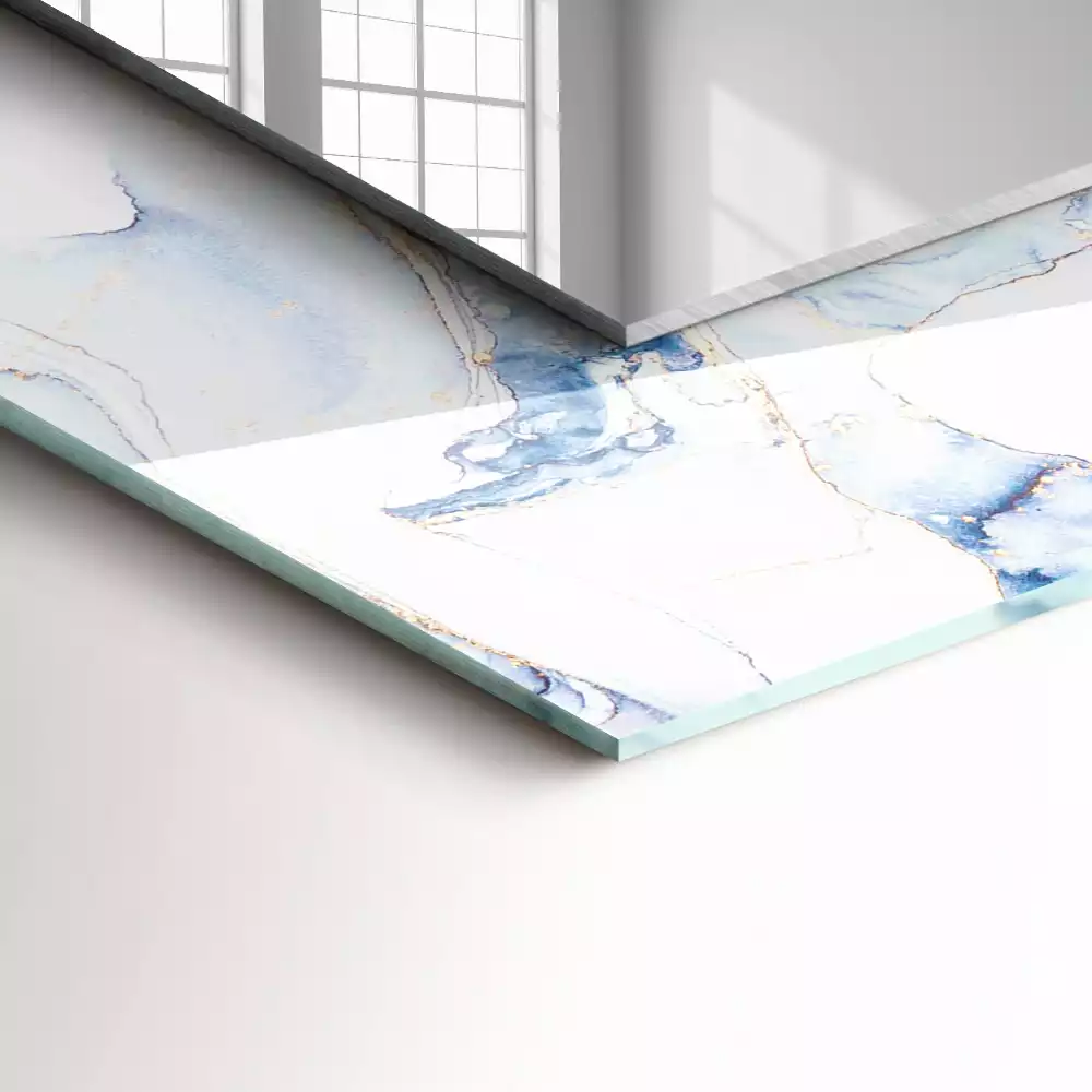 Miroir rectangulaire à cadre imprimé art abstrait marbré