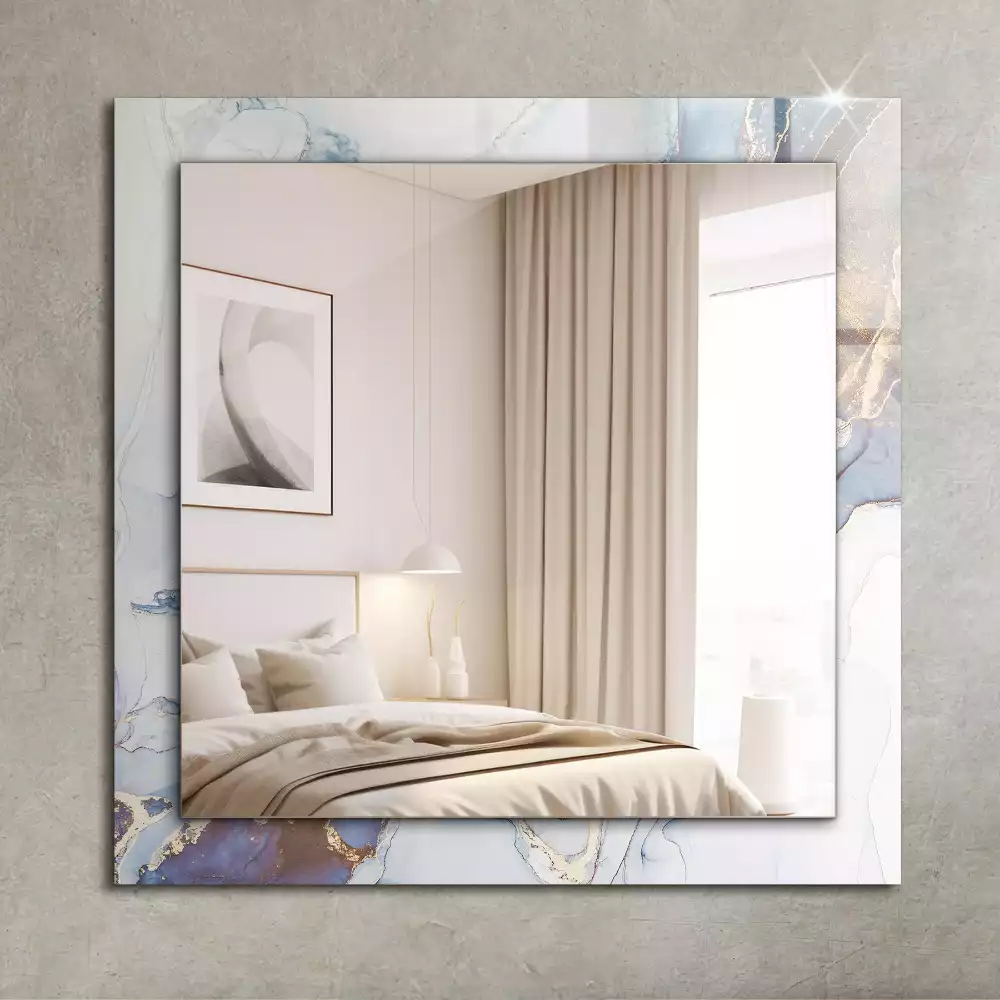 Miroir rectangulaire à cadre imprimé art abstrait marbré