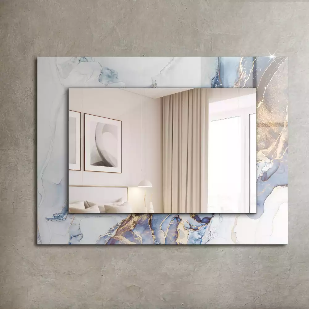 Miroir rectangulaire à cadre imprimé art abstrait marbré