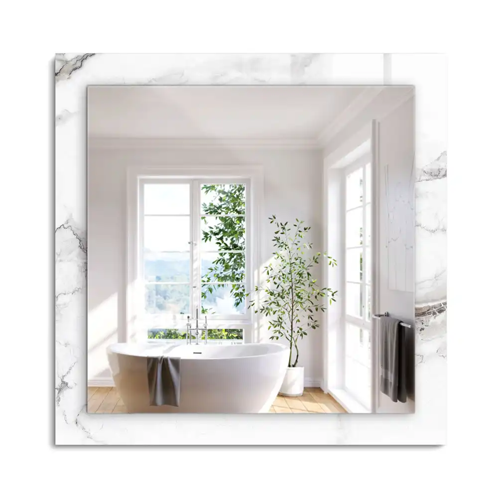 Miroir rectangulaire décoratif motif de marbre blanc